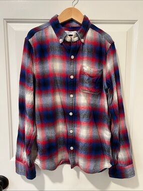 abercrombie kids Red, Blue & White Plaid Button-Down Shirt